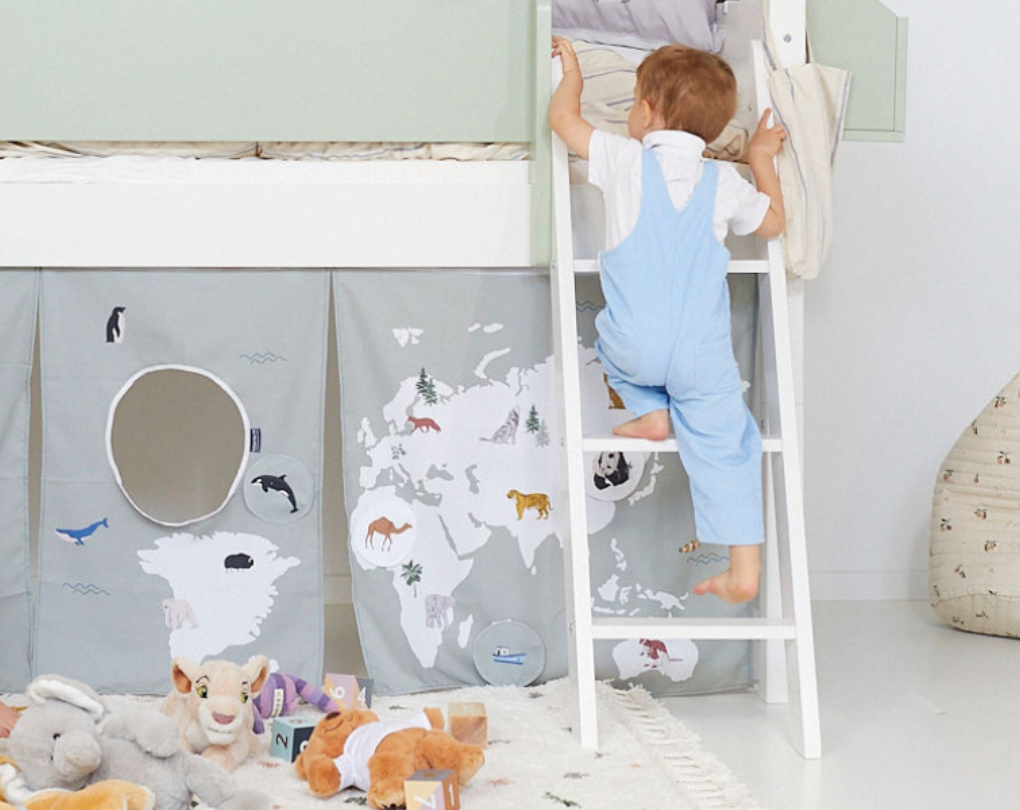 Lutande sängstege och ben på 51 cm för halvhög säng