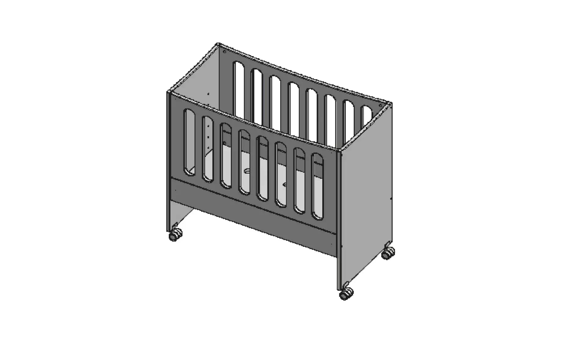 Tegning af 10967 Baby crib, en babyseng med hjul