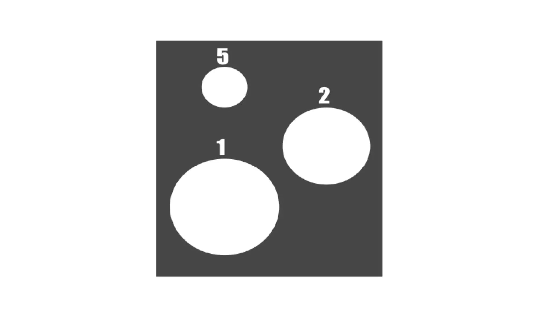Illustration af whiteboard med huller til bolde, nummereret 1, 2, 5