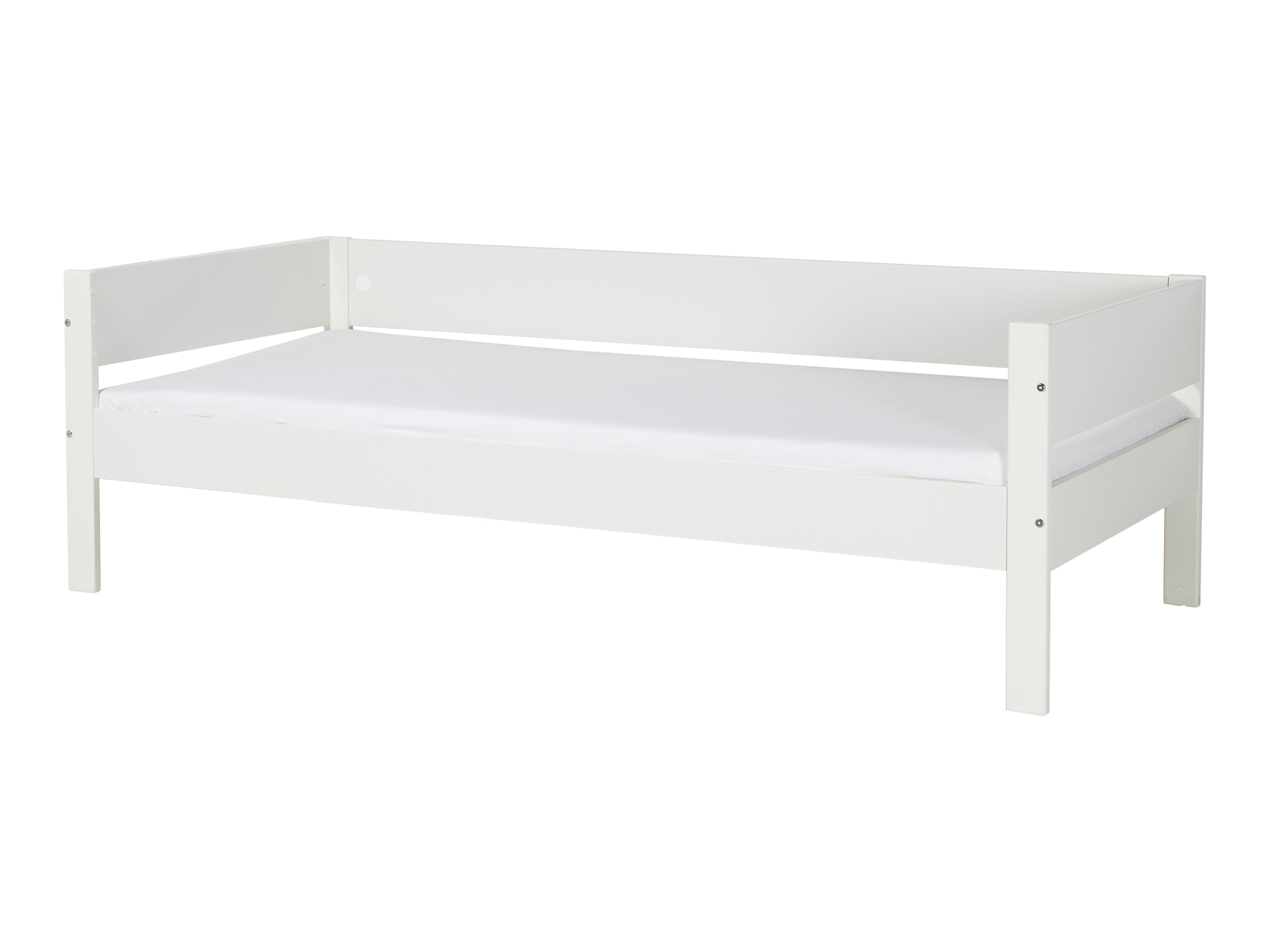 Huxie basic säng utan lamellbotten med vit ram sedd framifrån