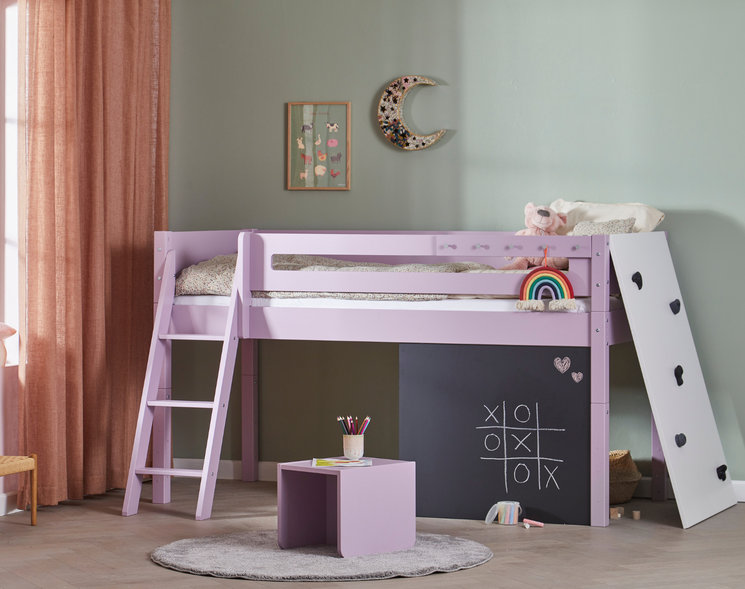 Læringsplakat til børn "Farm animals" - inkl. egetræsramme