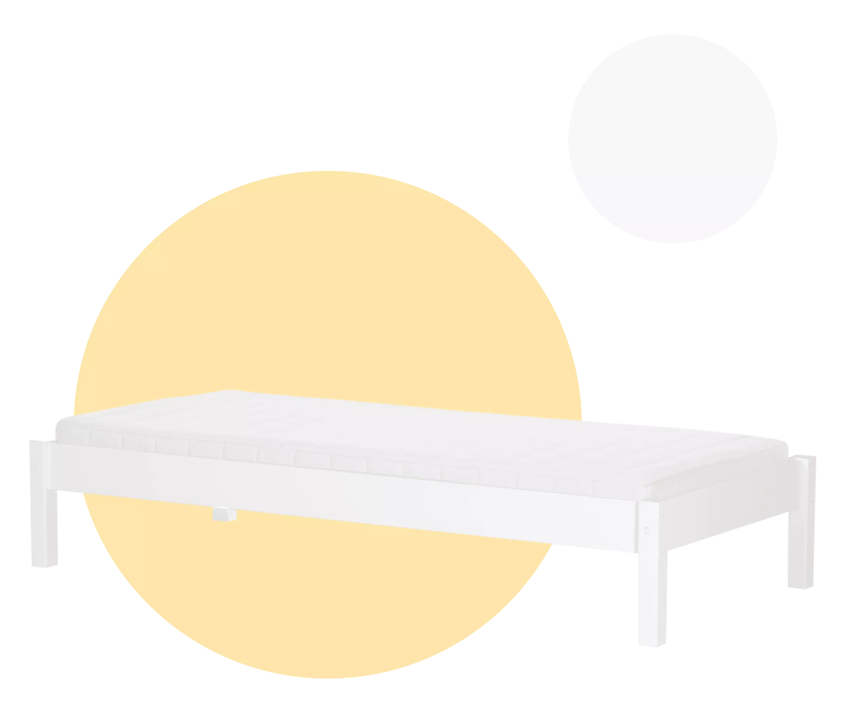 Hvid træbriks med madras til sengesystem