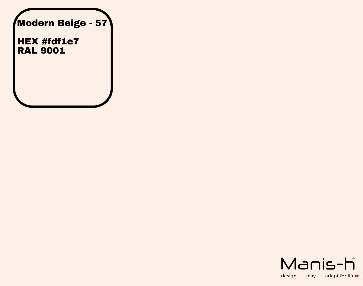 Farvetest for Modern beige 57 med HEX fdf1e7 og RAL 9001