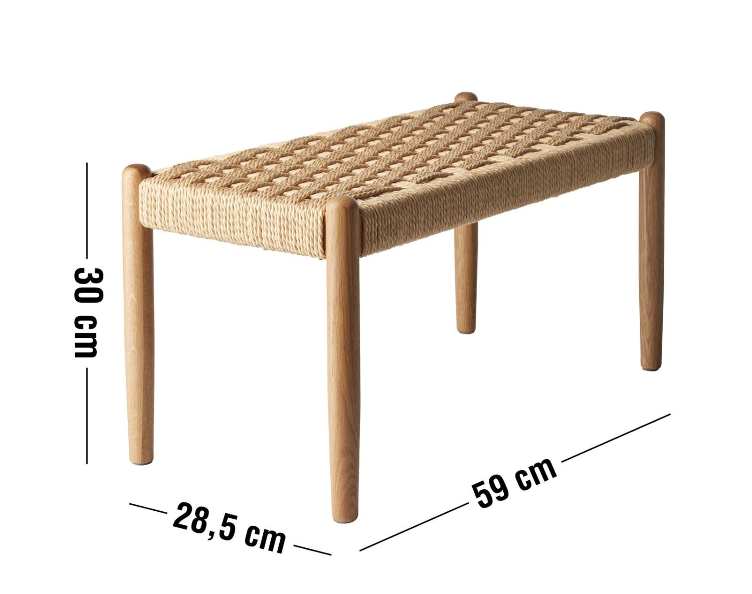 Børnebænk i massiv eg