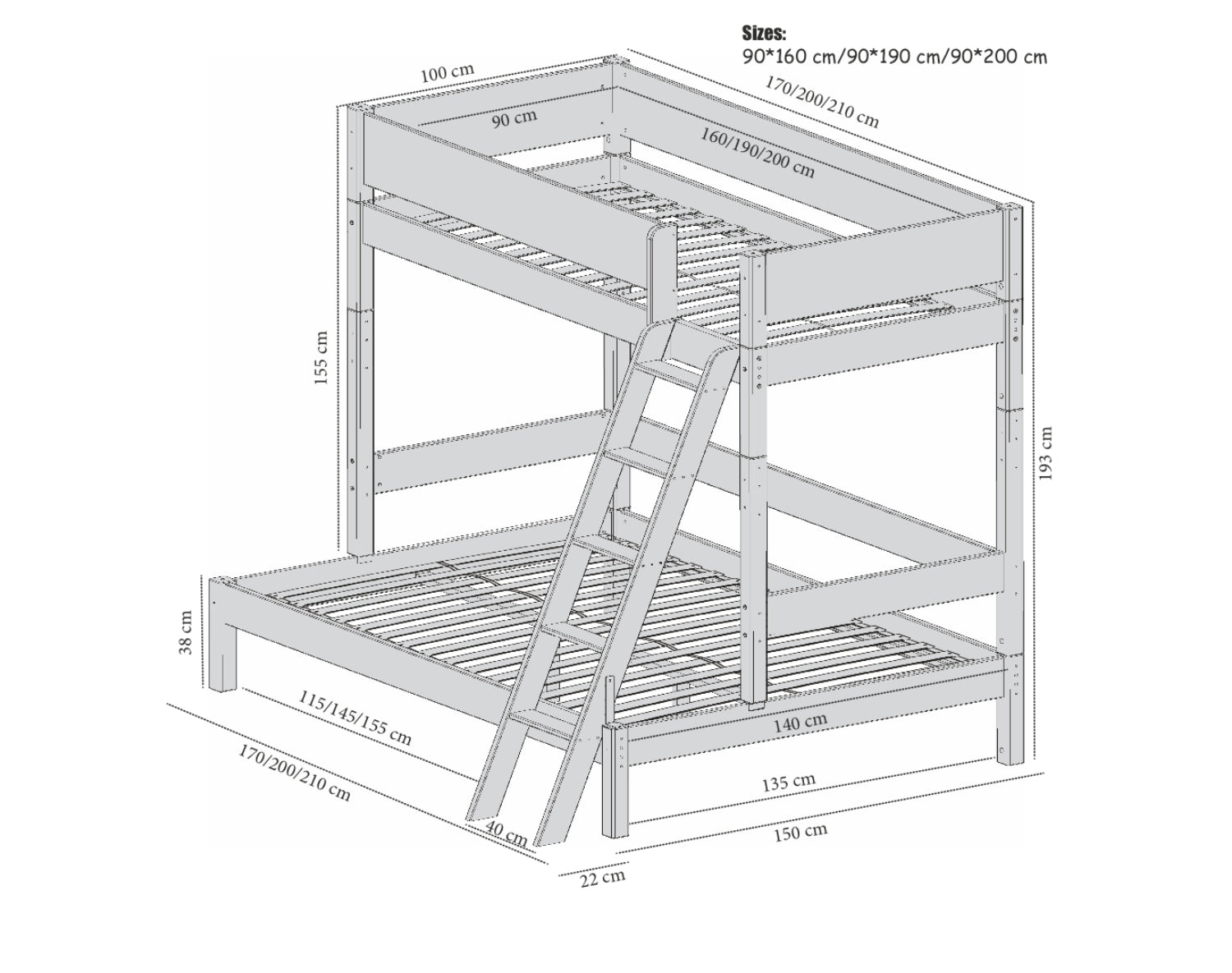 Vale familie kombinationskøjeseng