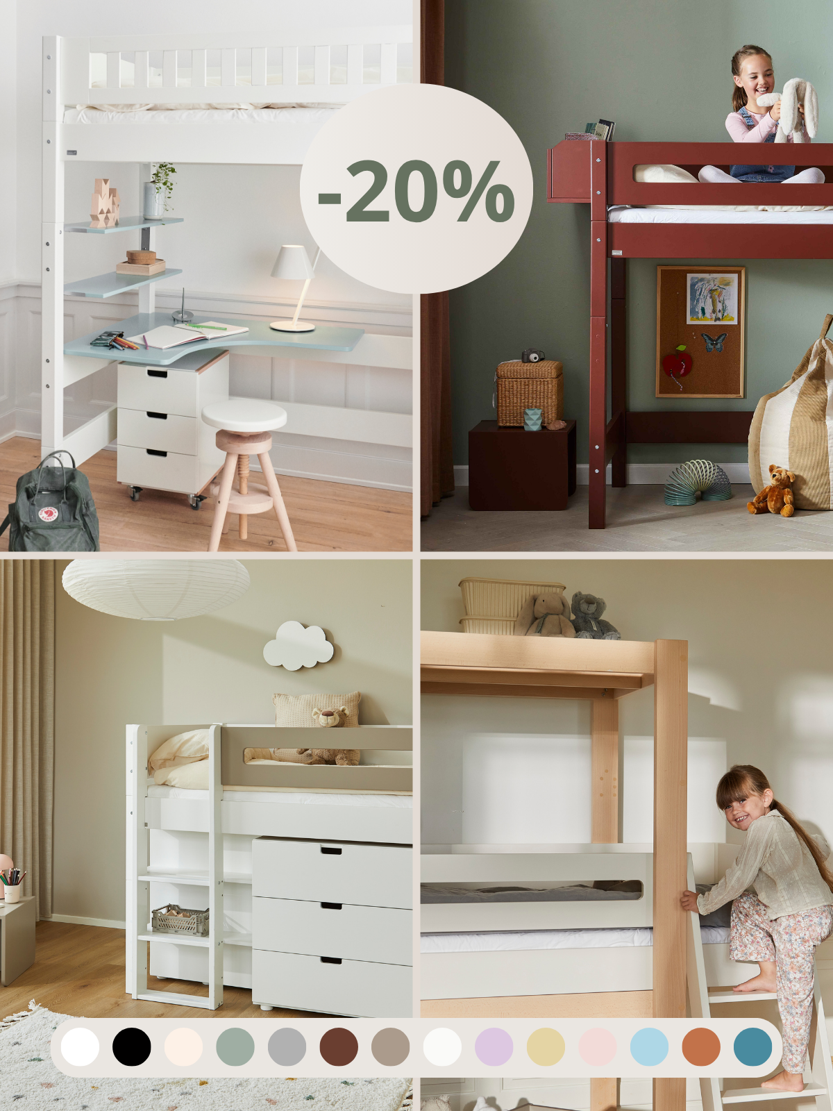 Spara 20 % på alla halvhöga och höga sängar