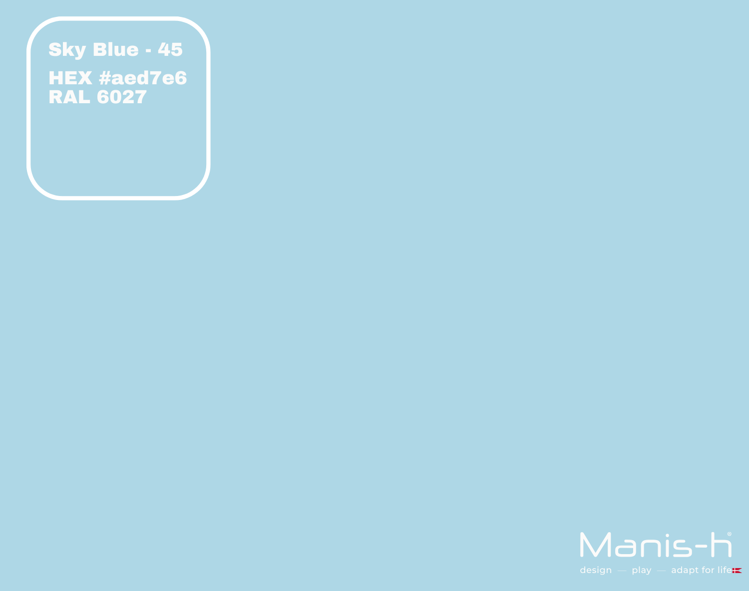 Lyseblå farveprøve med HEX #aed7e6 og RAL 6027 til design af seng