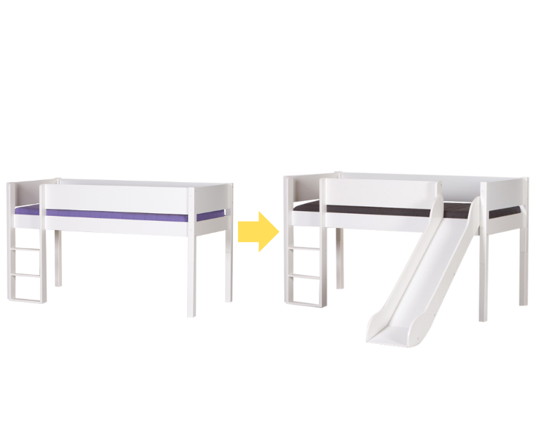 Halvhög säng till säng med rutschkana - Pavo - höjdsäng till säng med rutschkana - Pavo - Cafélatte - 55