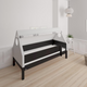 Fulla barnhussäng med ram i bok och bomullstak - 90*160cm - Svart - 39