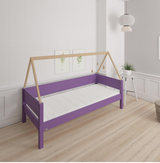 Saga barnsäng med sängram i bok - 90*200cm - Lila - 31