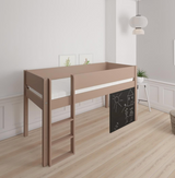 Dea halvhög barnsäng med svarta tavla - höjd barnsäng med svarta tavla - 90*160cm - Cafélatte - 55