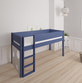 Sol halvhög barnsäng med kulbräda - höjd barnsäng med kulbräda - 90*160cm - Denimblå - 21