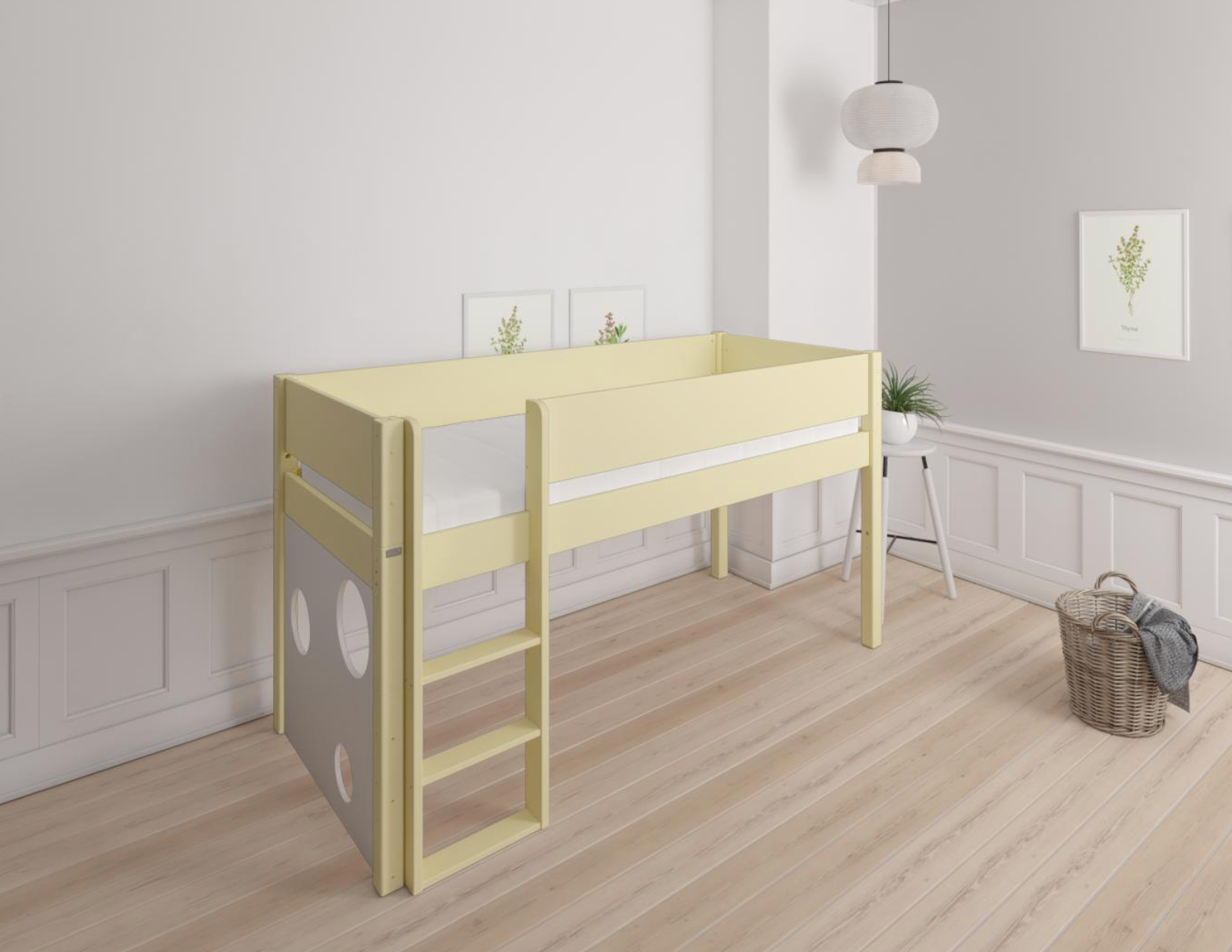 Höjd barnsäng med kulbräda - höjd barnsäng med kulbräda - 90*160cm - Solgul - 44