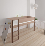 Borr halvhög barnsäng med klättervägg - höjdsäng med klättervägg - 90*160cm - Café Latte - 55