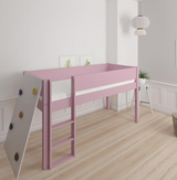 Borr halvhög barnsäng med klättervägg - höjdsäng med klättervägg - 90*200cm - Dusty rose - 25