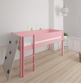 Borr halvhög barnsäng med klättervägg - höjd säng med klättervägg - 90*200cm - Rose - 30