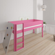 Borr halvhög barnsäng med klättervägg - höjdsäng med klättervägg - 90*200cm - Rosa - 32