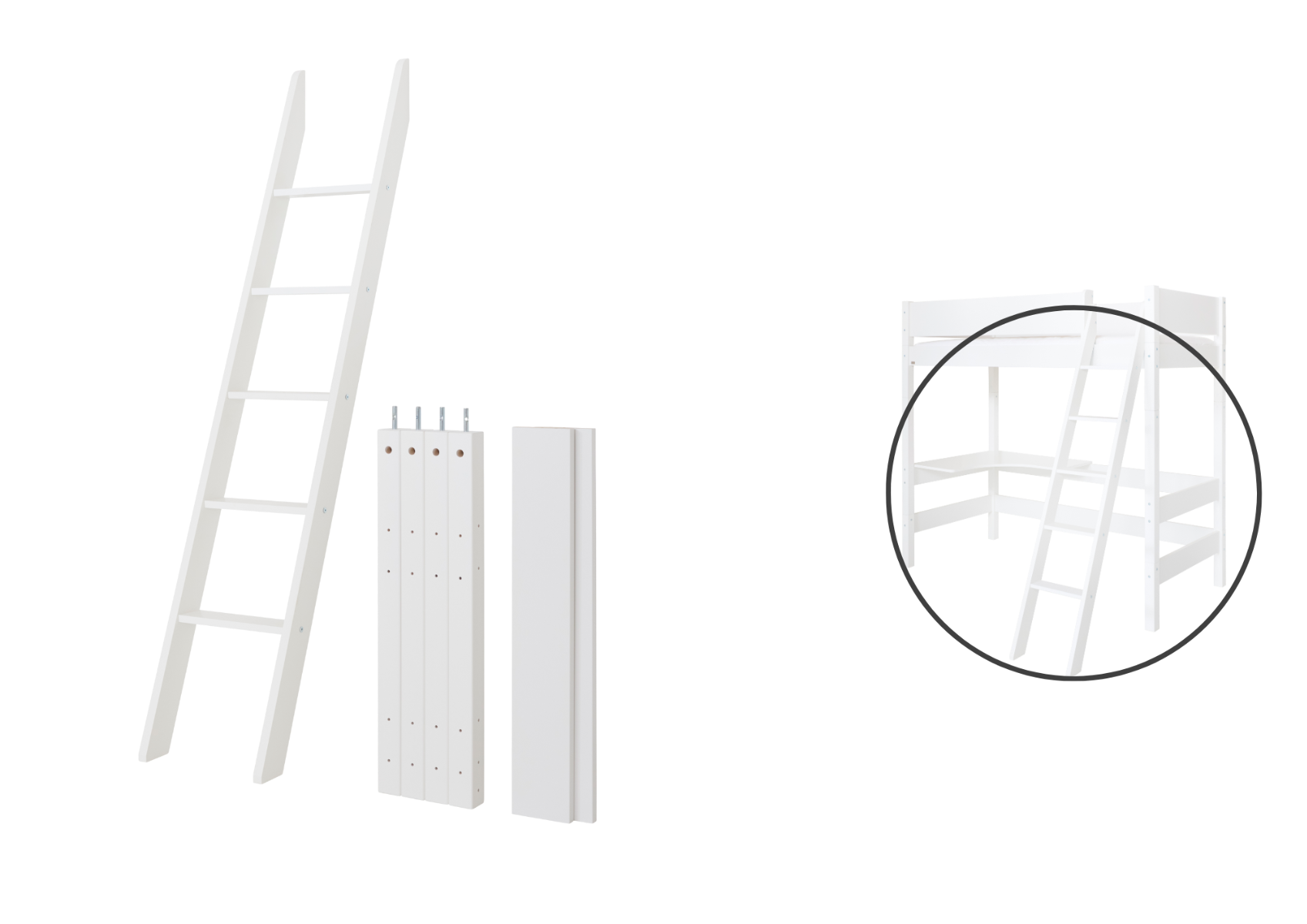 Sängstege snett och 85 cm ben för högsäng (90 cm) - Café Latte - 55 - Naturbok