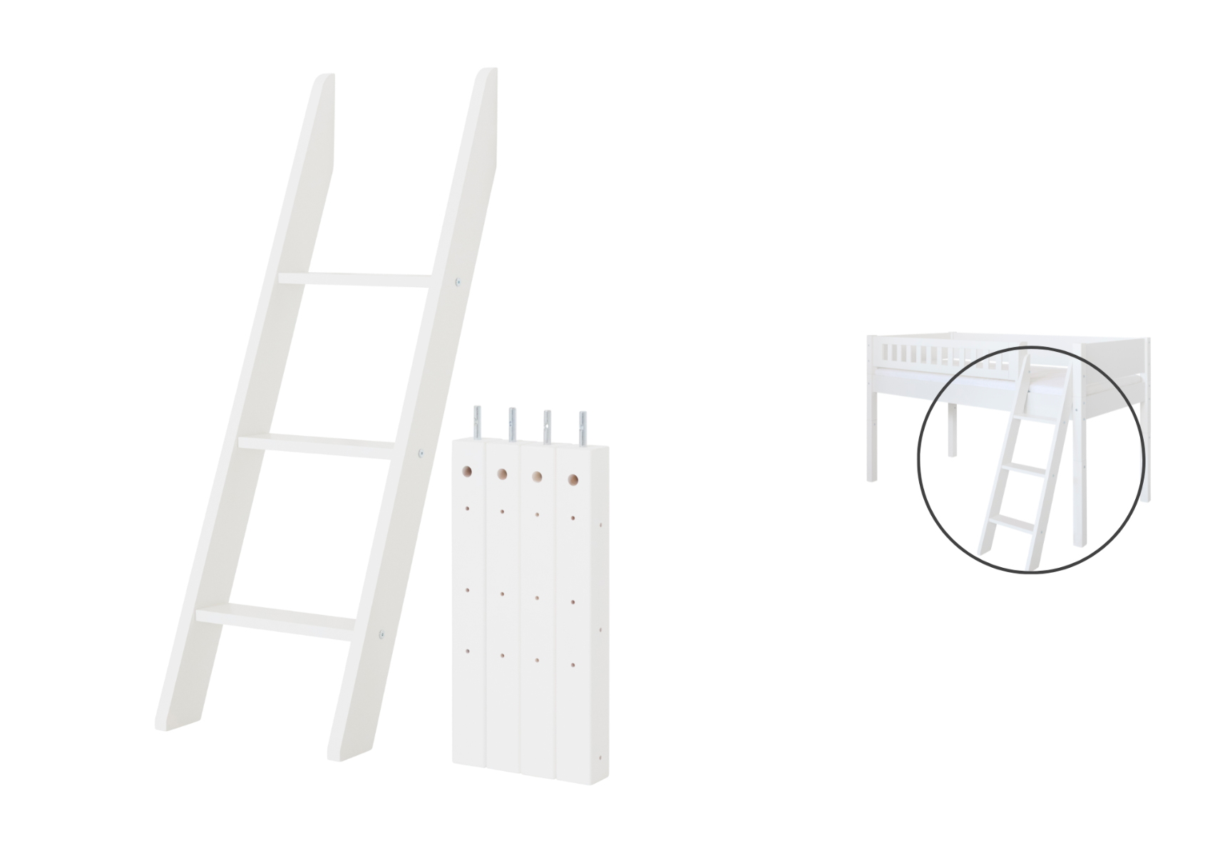 Lutande sängstege och ben på 51 cm för halvhög säng - bäddsoffa - Cafélatte - 55 - Naturbok